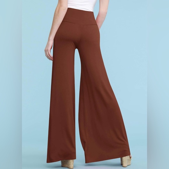 Women's Casual Comfy Wide Leg Palazzo Lounge Pants -rust - Picture 2 of 5